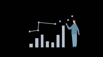 Geschäft Daten Markt Elemente Punkt Bar Kuchen Diagramme Diagramme und Grafiken eben Symbole einstellen isoliert Vektor Illustration. Video Aufnahmen Animation Schleifen