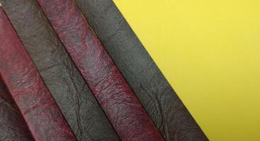 Colorful leather texture background. Close-up of colorful leather texture. photo