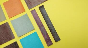 Colorful leather texture background. Close-up of colorful leather texture. photo