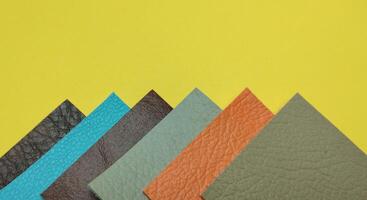 Colorful leather texture background. Close-up of colorful leather texture. photo