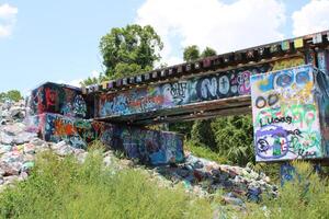 Train Tracks with Graffiti art photo