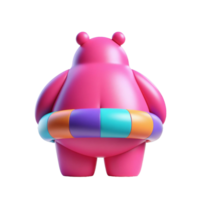 AI generated Large and funny pink bear in a large bright swimming ring isolated on PNG background.