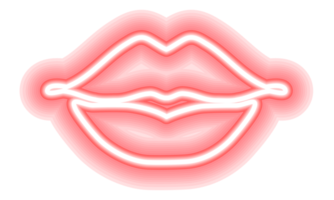 neon gloeiend lippen schijnend levendig helder vrouw lippen, liefde kus icoon met transparant achtergrond png