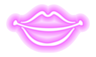 neón brillante labios brillante vibrante brillante mujer labios, amor Beso icono con transparente antecedentes png