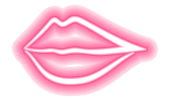 neon gloeiend lippen schijnend levendig helder vrouw lippen, liefde kus icoon met transparant achtergrond png