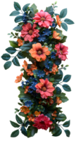 AI generated Flower garland PNG. Flower arrangement for celebrations and parties isolated. Colorful flower garland PNG. Wall deco png