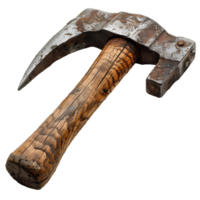 AI generated Old rusty axe PNG. Pick axe top view isolated. Pick axe flat lay PNG. Pick axe for gardening png