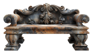 AI generated Old stone bench PNG. Ancient Greek or ancient roman bench PNG. Ancient Greek architecture. Old roman stone bench png