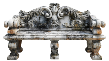 AI generated Old stone bench PNG. Ancient Greek or ancient roman bench PNG. Ancient Greek architecture. Old roman stone bench png