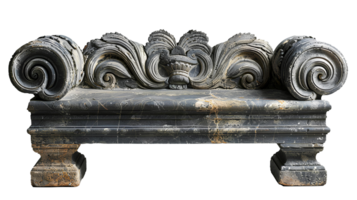 AI generated Old stone bench PNG. Ancient Greek or ancient roman bench PNG. Ancient Greek architecture. Old roman stone bench png