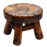 AI generated Wooden stool PNG. Old wooden chair isolated. Rustic vintage stool PNG