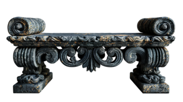 AI generated Old stone bench PNG. Ancient Greek or ancient roman bench PNG. Ancient Greek architecture. Old roman stone bench png