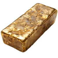 AI generated Gold bar PNG. Gold ingot isolated. Reflective gold bar for smelting PNG. Gold top view flat lay isolated png