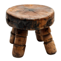 AI generated Wooden stool PNG. Old wooden chair isolated. Rustic vintage stool PNG