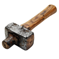 AI generated Old rusty hammer PNG. Hammer top view isolated. Hammer flat lay PNG