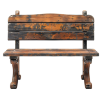 AI generated Wooden bench PNG. Old garden bench isolated. Rustic wooden bench used in gardens PNG