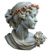 AI generated Ancient Greek bust of a woman with a blindfold on her eyes PNG. Marble bust of a woman. Ancient roman bust png