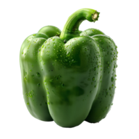 AI generated Green bell pepper PNG. Bell pepper vegetable top view PNG. Green pepper flat lay isolated png