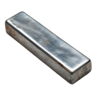 AI generated Silver bar PNG. Stainless steel ingot isolated. Reflective silver bar for smelting PNG. metal bar top view flat lay isolated png