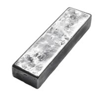 AI generated Silver bar PNG. Stainless steel ingot isolated. Reflective silver bar for smelting PNG. metal bar top view flat lay isolated png