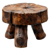 AI generated Wooden stool PNG. Old wooden chair isolated. Rustic vintage stool PNG