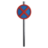 No stopping sign on the road clipart flat design icon isolated on transparent background, 3D render road sign and traffic sign concept png