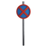 No stopping sign on the road clipart flat design icon isolated on transparent background, 3D render road sign and traffic sign concept png