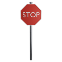 Stop sign on the road clipart flat design icon isolated on transparent background, 3D render road sign and traffic sign concept png