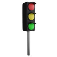 Traffic light clipart flat design icon isolated on transparent background, 3D render road sign and traffic sign concept png