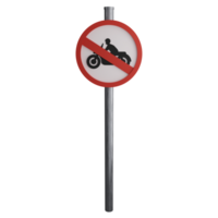 No motorcycle sign on the road clipart flat design icon isolated on transparent background, 3D render road sign and traffic sign concept png