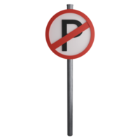 No parking sign on the road clipart flat design icon isolated on transparent background, 3D render road sign and traffic sign concept png