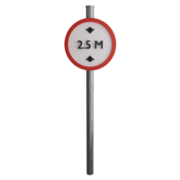 Height limit 2.5 meters sign on the road clipart flat design icon isolated on transparent background, 3D render road sign and traffic sign concept png