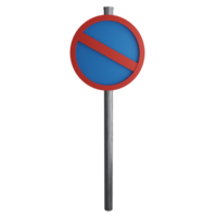 No waiting sign on the road clipart flat design icon isolated on transparent background, 3D render road sign and traffic sign concept png