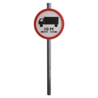 Length limit 10 meters sign on the road clipart flat design icon isolated on transparent background, 3D render road sign and traffic sign concept png