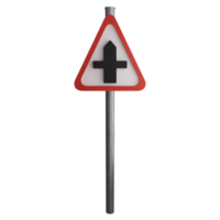 Crossroads ahead sign on the road clipart flat design icon isolated on transparent background, 3D render road sign and traffic sign concept png