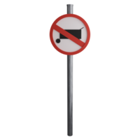No cart sign on the road clipart flat design icon isolated on transparent background, 3D render road sign and traffic sign concept png