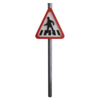 Pedestrian crossing sign on the road clipart flat design icon isolated on transparent background, 3D render road sign and traffic sign concept png