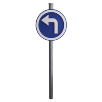 Turn left ahead sign on the road clipart flat design icon isolated on transparent background, 3D render road sign and traffic sign concept png
