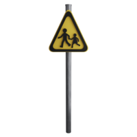 School ahead sign on the road clipart flat design icon isolated on transparent background, 3D render road sign and traffic sign concept png