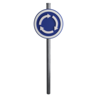 Roundabout sign on the road clipart flat design icon isolated on transparent background, 3D render road sign and traffic sign concept png