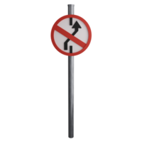 No lane change sign on the road right clipart flat design icon isolated on transparent background, 3D render road sign and traffic sign concept png