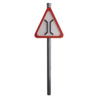 Narrow bridge sign on the road clipart flat design icon isolated on transparent background, 3D render road sign and traffic sign concept png