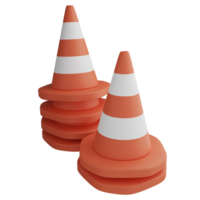 Traffic cones clipart flat design icon isolated on transparent background, 3D render road sign and traffic sign concept png