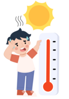 Illustration of a little boy with a hot temperature png