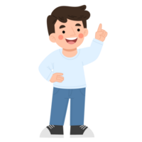 Illustration of a boy pointing his hand up png