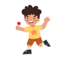 Illustration of a little boy holding a lollipop png