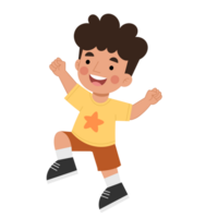 Illustration of a happy little boy jumping png