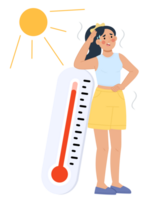 Illustration of a woman with a hot temperature png