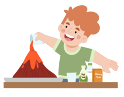 Illustration of little boy science experiment png