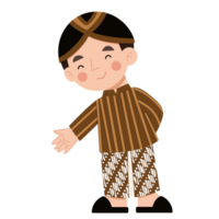 illustration av en liten pojke i traditionell javanese kostym png